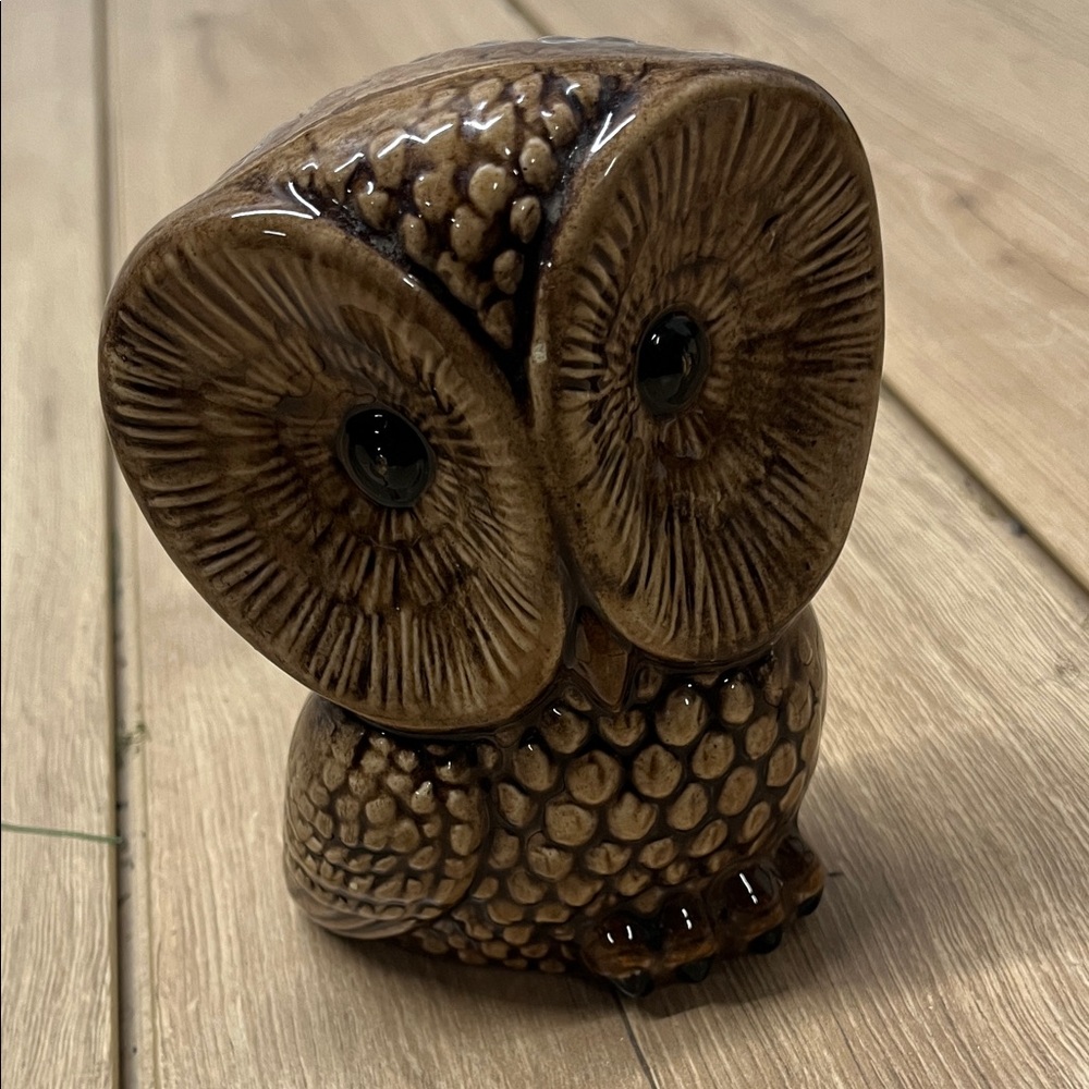 Handcrafted Vintage Brown Ceramic Owl